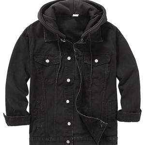 Chaqueta de Mezclilla con Capucha para Otoño e Invierno, Chaqueta Informal de Calle para Hombre, Ropa Exterior de Color Sólido, Chaqueta Holgada de Mezclilla para Parejas, Chaqueta con Capucha Desmontable - Product Image 3