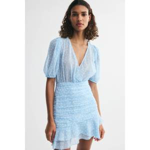 Robe élégante vintage en mousseline drapée XS-XXL, style décontracté de printemps pour soirée, avec décoration froncée et doublure en spandex, sexy et vintage - Product Image 1