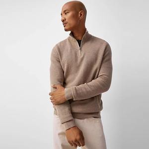 Pull en tricot vintage pour hommes personnalisé polyvalent décontracté demi-fermeture éclair manches longues coupe ample et doux pour la saison d'automne ODM & OEM - Product Image 2