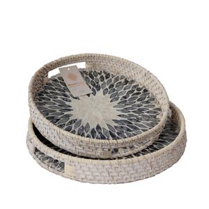 Main premium qualité rotin bois rond Plateau En Rotin En Rotin À La Main le Petit Déjeuner de Fruits Pain Hôtel Tissé Artisanat - Product Image 1