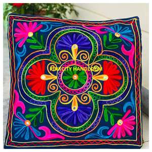 Funda De Almohada bordada de lana india, fundas de almohada de algodón bohemio hechas a mano para decoración de sofá, fundas de cojines - Product Image 3