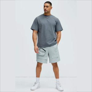 Factory Wholesale Custom Men's Cotton <b>T</b>-<b>Shirt</b> <b>Thick</b> Collar Stock with Solid White Box Blank Tee in Black Boxy Fit Letter Pattern - Product Image 5