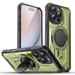 Funda Tuff para iPhone 16 Pro 6.3 con Anillo Magnético y Soporte Plegable Verde - Product Image 1