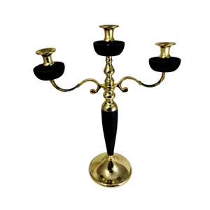 Chandelier lanterne en métal élégant support en bois à 3 bras pour décorations de célébrations de Pâques de mariage à la maison - Product Image 2