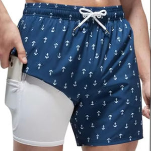 ชุดว่ายน้ำผ้าใยสังเคราะห์สำหรับผู้ชายชุดว่ายน้ำเอวแบบสั้นผ้าสแปนเด็กซ์ผ้าไนลอนระบายอากาศป้องกันยูวีกันน้ำพิมพ์โลโก้ - Product Image 1