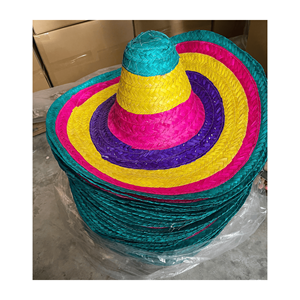 Chapeau de paille arc-en-ciel de caractéristiques nationales de mode décorative moyenne hawaïenne tissée mexicaine - Product Image 2