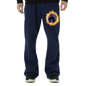 Fashion Casual <b>Trousers</b> Breathable Fabric <b>Elastic</b> Waistband Wide Leg Smooth Comfortable <b>Men</b> Flared Sweat Pant - Product Image 1