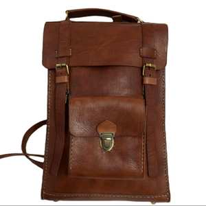 Mochila de Cuero Genuino Estilo Vintage con Elegante Patrón de Letras y Cierre de Cremallera para Viajes, Modelo Moroccansoul 062 - Product Image 2