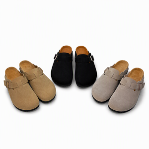 Sandales plates en cuir véritable pour femmes, bout rond, respirantes, décontractées, pour l'été, la plage, antidérapantes, à porter au quotidien - Product Image 1