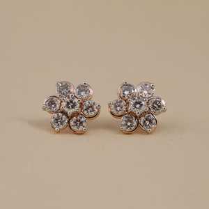 Floral Lab Grown Diamond Stud <b>Earrings</b> with <b>Screw</b> <b>Back</b> and Push <b>Back</b> Closures ER14204 - Product Image 1