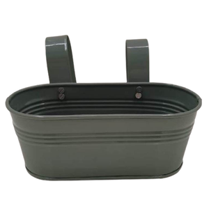 Jardinière suspendue en fer de grande taille à 2 poignées pour décoration de jardin vert gazon brillant pour usage domestique - Product Image 2