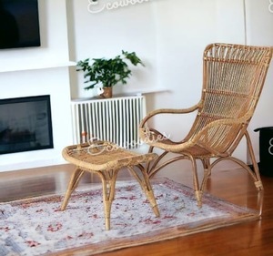 Style unique Meilleure qualité Canne moderne la plus vendue Mobilier de restaurant fabriqué à la main Chaise de restaurant avec tabouret - Product Image 5