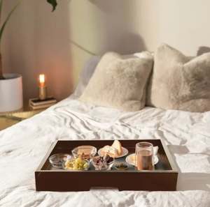 Meilleures ventes plateau de service en bois massif naturel vente en gros d'usine indienne pour les snacks Ottoman ustensiles de cuisine - Product Image 5