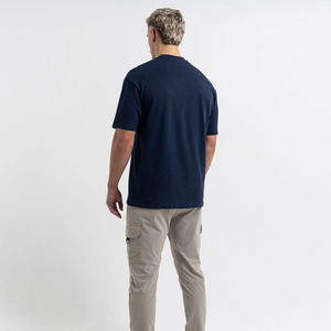 T-shirts vierges de gymnastique en coton pour hommes bleu marine surdimensionné et lourd T-shirt à col rond de grande taille vente en gros - Product Image 3