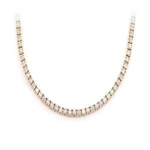 Bijoux de mode personnalisés Chaîne de tennis en diamant naturel rond de 22 pouces en argent/Collier de tennis à broches en or massif 10K/14K - Product Image 1