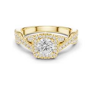 Bague Halo en Diamant de Laboratoire Rond Coussin de 1,27 CT pour Femme, Clarté VVS-VS EF, Or 18KT, 14KT, 10KT et Argent 925, Rose, Jaune - Product Image 3