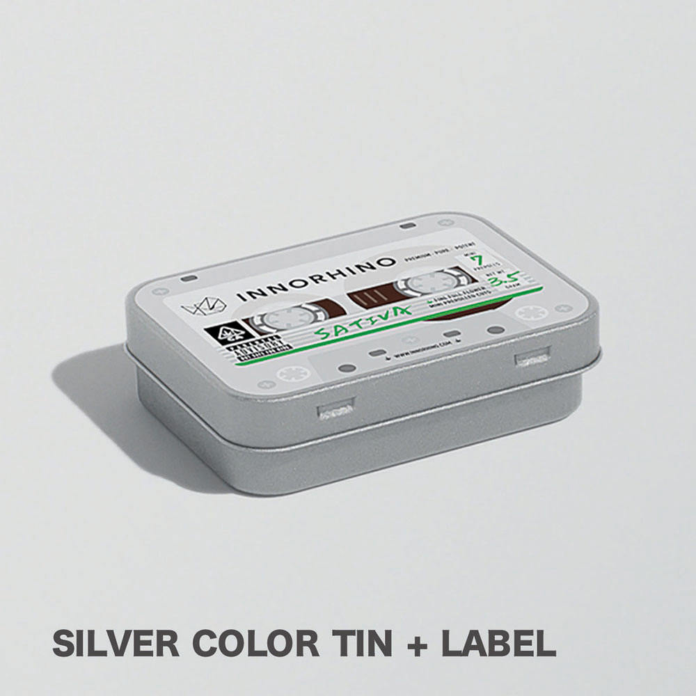 Silver color tin + Label