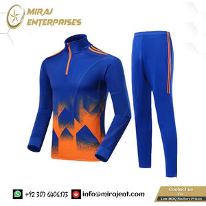 Uniforme de entrenamiento de tela de invierno, chándal personalizado de fútbol para hombre, 2 uds., chaqueta de media cremallera, pantalones, conjunto de camisetas de fútbol para niños - Product Image 5