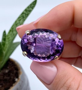 Bague en argent sterling 925 avec pierre précieuse améthyste verte de taille ovale naturelle de 43 carats, taille 8 US, bijoux élégants faits à la main, cadeau pour femmes - Product Image 5