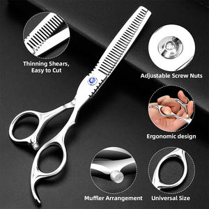 Juego de tijeras de corte de pelo de 4 piezas, mango afilado de acero inoxidable, tijeras de peluquería con estuche de cremallera de cuero - Product Image 2