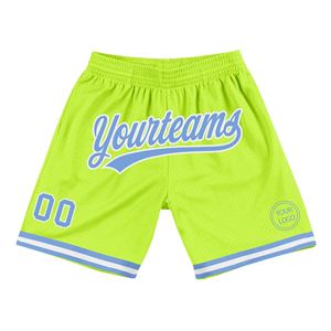 Industrie Direct Engro Sportswear Basketball Shorts Personnalisé Néon Vert Bleu Clair-Blanc Authentique Throwback Basketball Shorts - Product Image 1