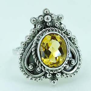 Bague en argent sterling 925 avec citrine, faite à la main, pierre précieuse ovale jaune naturelle, bijoux de promesse, pendentifs et breloques tendance de novembre - Product Image 5