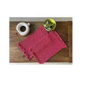 Diseño elegante tejido redondo trenzado yute paja mimbre maíz cáscara manteles individuales para mesas de comedor manteles resistentes al calor