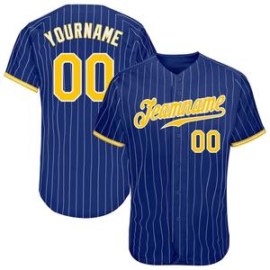 Maillot de baseball personnalisé Royal White Pinstripe Gold-White authentique - Product Image 1
