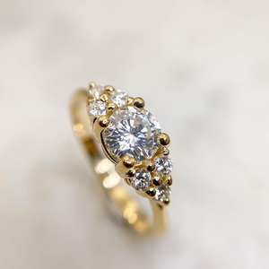 Anillo de racimo de oro CZ blanco de corte redondo de 6mm, banda de compromiso para mujer, aniversario de boda, promesa nupcial, joyería, proveedor personalizado - Product Image 5