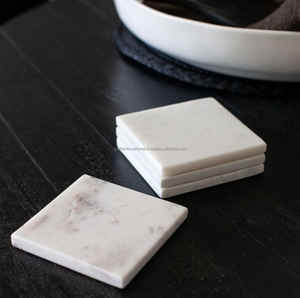 Posavasos de piedra de mármol blanco de forma cuadrada hechos a mano, alfombrilla o almohadilla para decoración del hogar y regalos de inauguración de la casa, bebidas - Product Image 5