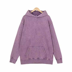 Sweat à capuche lavé à l'acide en détresse de haute qualité 400Gsm sans ficelle pull français éponge blanc Vintage lavage sweats à capuche pour hommes - Product Image 5