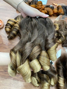 Oferta de invierno 2025, pelo crudo vietnamita, Color caliente, rizado hinchable, paquetes de cabello humano vietnamita, envío directo, rizo hinchable de vapor en todo el mundo - Product Image 4