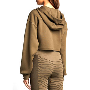 Pull à capuche court coréen en coton pour femmes à la mode léger et confortable parfait pour une tenue décontractée et une superposition - Product Image 5