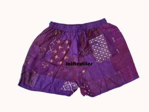 Indian Handmade Bottle Green <b>Super</b> Comfy Unisex Patchwork <b>Shorts</b> / Handmade Rayon Patchwork <b>Shorts</b> / Boho Hippie Summer Unisex - Product Image 5