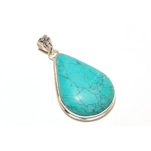 Hermosos colgantes de turquesa de Arizona Natural, Plata de Ley 925, piedras preciosas hechas a mano, forma de pera, joyería Bohemia, colgantes de dijes - Product Image 6