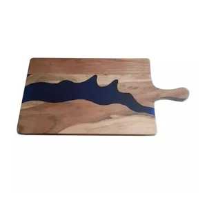 Tabla de cortar rectangular de madera de resina hecha a mano Acabado epoxi Bloque de cortar de cocina duradero para verduras Frutas Carne-Utensilios de cocina - Product Image 3