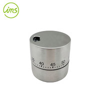 Timer Silinder Mekanik Dapur IMS Stainless Steel Silver dengan Penghitung Mundur 60 Menit Logo Dapat Disesuaikan 144.5g