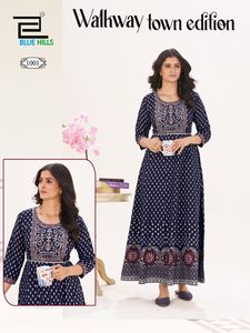 El último vestido indio Anarkali de rayón de 14Kg bordado con cinturón para fiesta de trabajo étnico y ropa para ocasiones especiales para adultos por exportación - Product Image 4