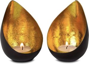 Portavelas de lujo de Metal personalizado al por mayor o vela con luz en T decoración del hogar votiva con recubrimiento de polvo negro y acabado dorado - Product Image 5