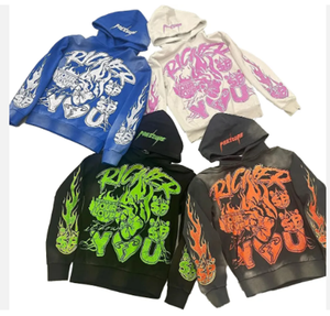 2024 Custom Vintage Washed Streetwear Acid Wash <b>Thermal</b> <b>Hoodie</b> for Men With Puff Printing Techniques - Product Image 1