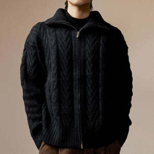 Pull col montant en maille torsadée zippé pour homme - Product Image 6