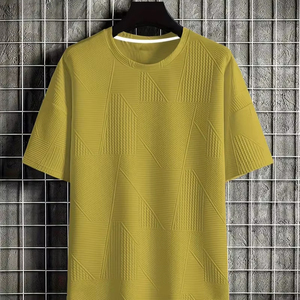 เสื้อยืดแขนสั้นฤดูร้อนสำหรับผู้ชายเสื้อยืด100% ผ้าฝ้ายสีแดงสีดำดีไซน์เป็นเส้นๆ - Product Image 1