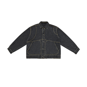 Vestes en jean vintage 100% coton, vente en gros, logo personnalisé, design vintage, col montant et logo frontal pour hommes - Product Image 1