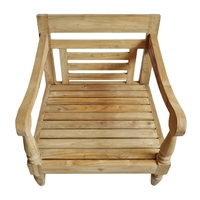 Fauteuil d'extérieur confortable en teck massif de qualité supérieure, durable, écologique, avec accoudoirs incurvés, design tropical, pour jardin, patio, terrasse, balcon