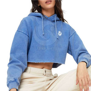 2032 nouveau Style OEM ODM décontracté Logo personnalisé impression haut court à capuche haute qualité sweats femmes haut court à capuche - Product Image 1