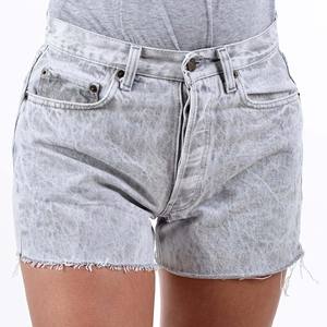 Vintage High Waist Breathable Cotton Acid Wash <b>Fleece</b> <b>Shorts</b> for Women Custom Printed Logo Sexy Street Style Button Women's - Product Image 4