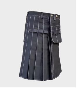 Kilt utilitaire en tartan de haute qualité pour homme avec sangles en cuir hybride, logo personnalisé, prix d'usine et service OEM disponible - Product Image 1