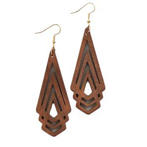 Boucles d'oreilles en bois naturel pour la fête et le quotidien Boucles d'oreilles en bois uniques avec des motifs tribaux et ethniques - Product Image 1
