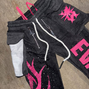 Conjunto Deportivo Vintage de Alta Calidad, Pantalones Deportivos Acampanados de Corte Regular, Chaqueta Deportiva, Lavado a la Piedra, Informal de Invierno, 100% - Product Image 3