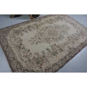 Vintage Turkish <b>Rug</b> Classic Beige Brown 5.8 X 9.1ft Large Area Woolen Patchwork Design for <b>Hallway</b> Rectangle Bedside Latex <b>Rug</b> - Product Image 2